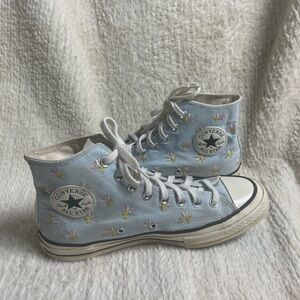 Converse  chuck Taylor All Star Top Sneakers Light Blue Floral embroidery SZ10